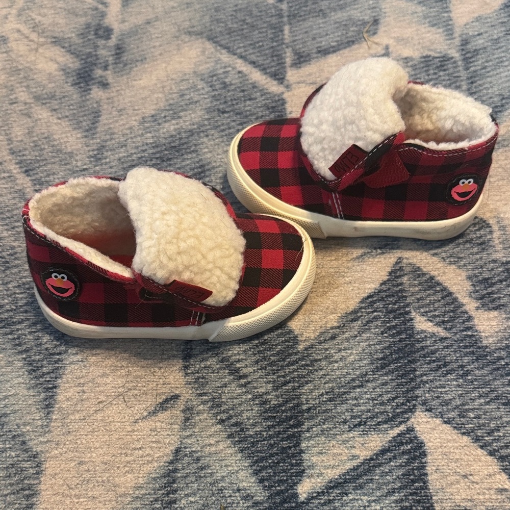 Plaid Red Kids Shoes with Cozy Lining